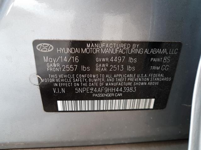 Photo 9 VIN: 5NPE24AF9HH443983 - HYUNDAI SONATA SE 