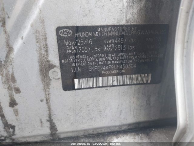 Photo 8 VIN: 5NPE24AF9HH450304 - HYUNDAI SONATA 