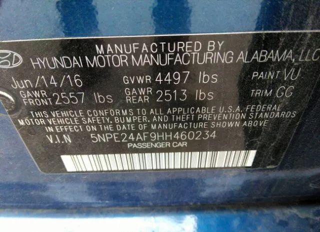 Photo 8 VIN: 5NPE24AF9HH460234 - HYUNDAI SONATA 