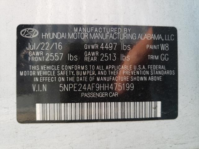 Photo 9 VIN: 5NPE24AF9HH475199 - HYUNDAI SONATA SE 