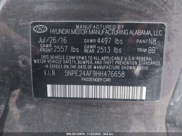 Photo 8 VIN: 5NPE24AF9HH476658 - HYUNDAI SONATA 