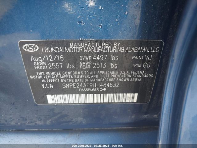 Photo 8 VIN: 5NPE24AF9HH484632 - HYUNDAI SONATA 