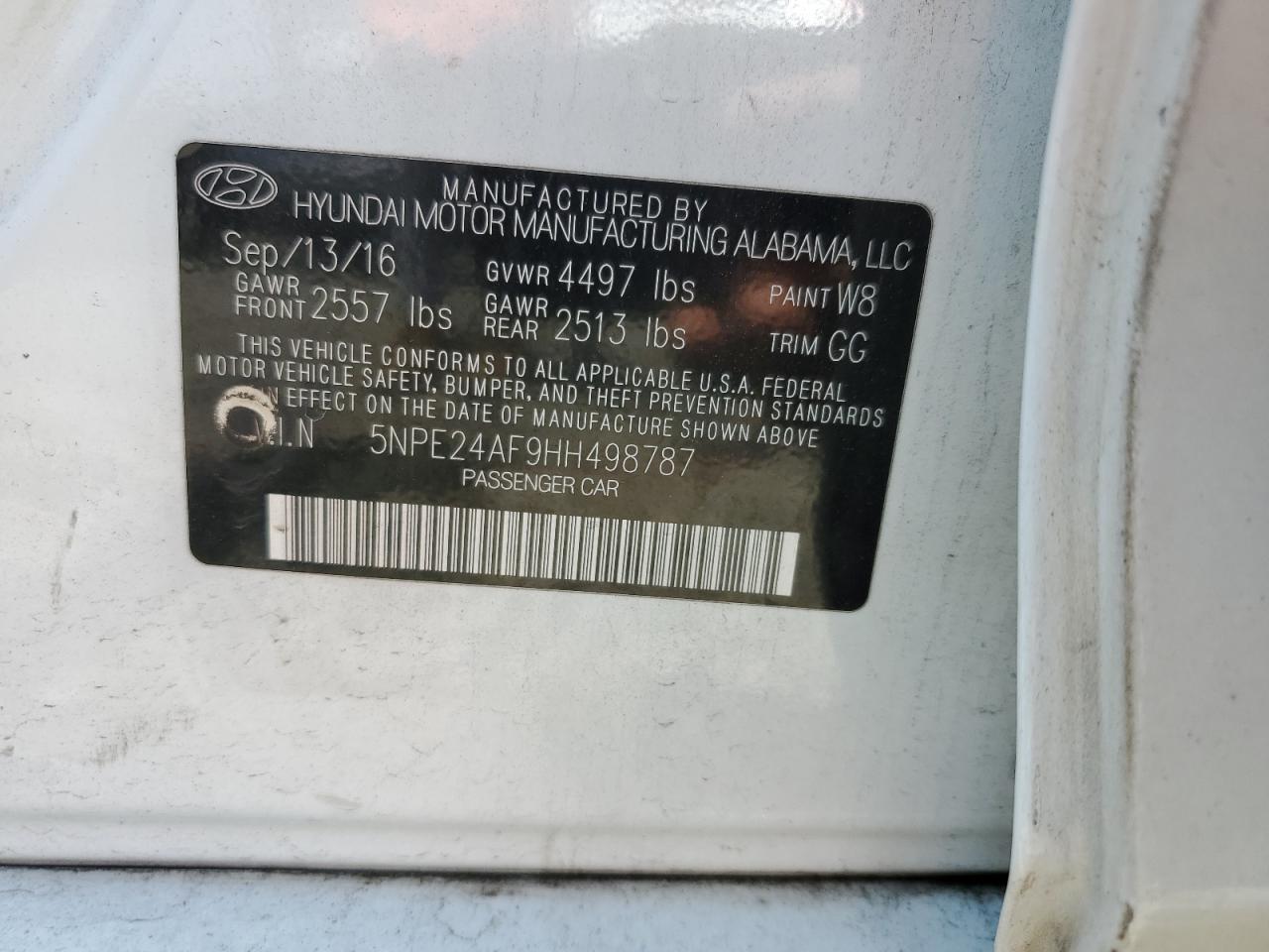 Photo 11 VIN: 5NPE24AF9HH498787 - HYUNDAI SONATA 