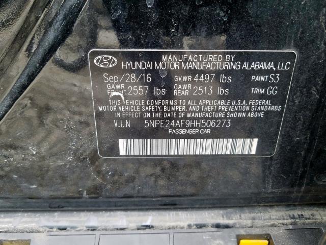 Photo 9 VIN: 5NPE24AF9HH506273 - HYUNDAI SONATA SE 