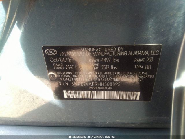 Photo 8 VIN: 5NPE24AF9HH508895 - HYUNDAI SONATA 