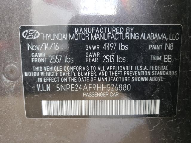 Photo 9 VIN: 5NPE24AF9HH526880 - HYUNDAI SONATA SE 