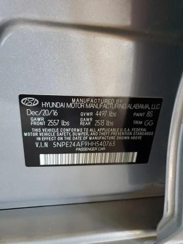 Photo 11 VIN: 5NPE24AF9HH540763 - HYUNDAI SONATA SE 