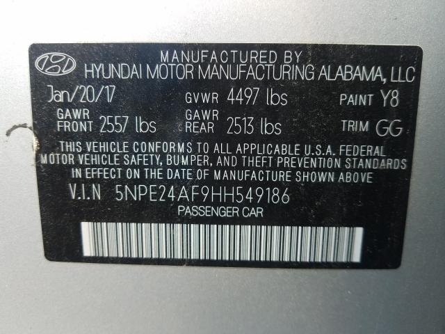 Photo 9 VIN: 5NPE24AF9HH549186 - HYUNDAI SONATA 