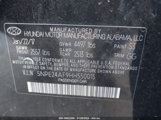 Photo 8 VIN: 5NPE24AF9HH550015 - HYUNDAI SONATA 