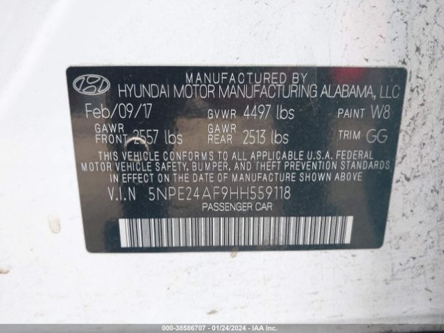 Photo 8 VIN: 5NPE24AF9HH559118 - HYUNDAI SONATA 