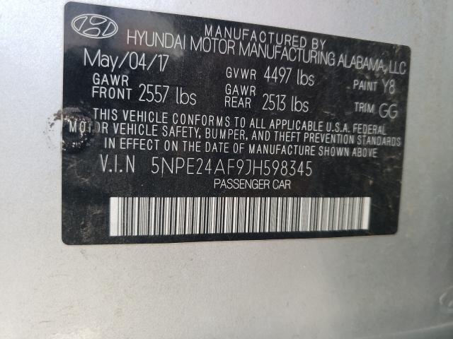 Photo 9 VIN: 5NPE24AF9JH598345 - HYUNDAI SONATA SE 