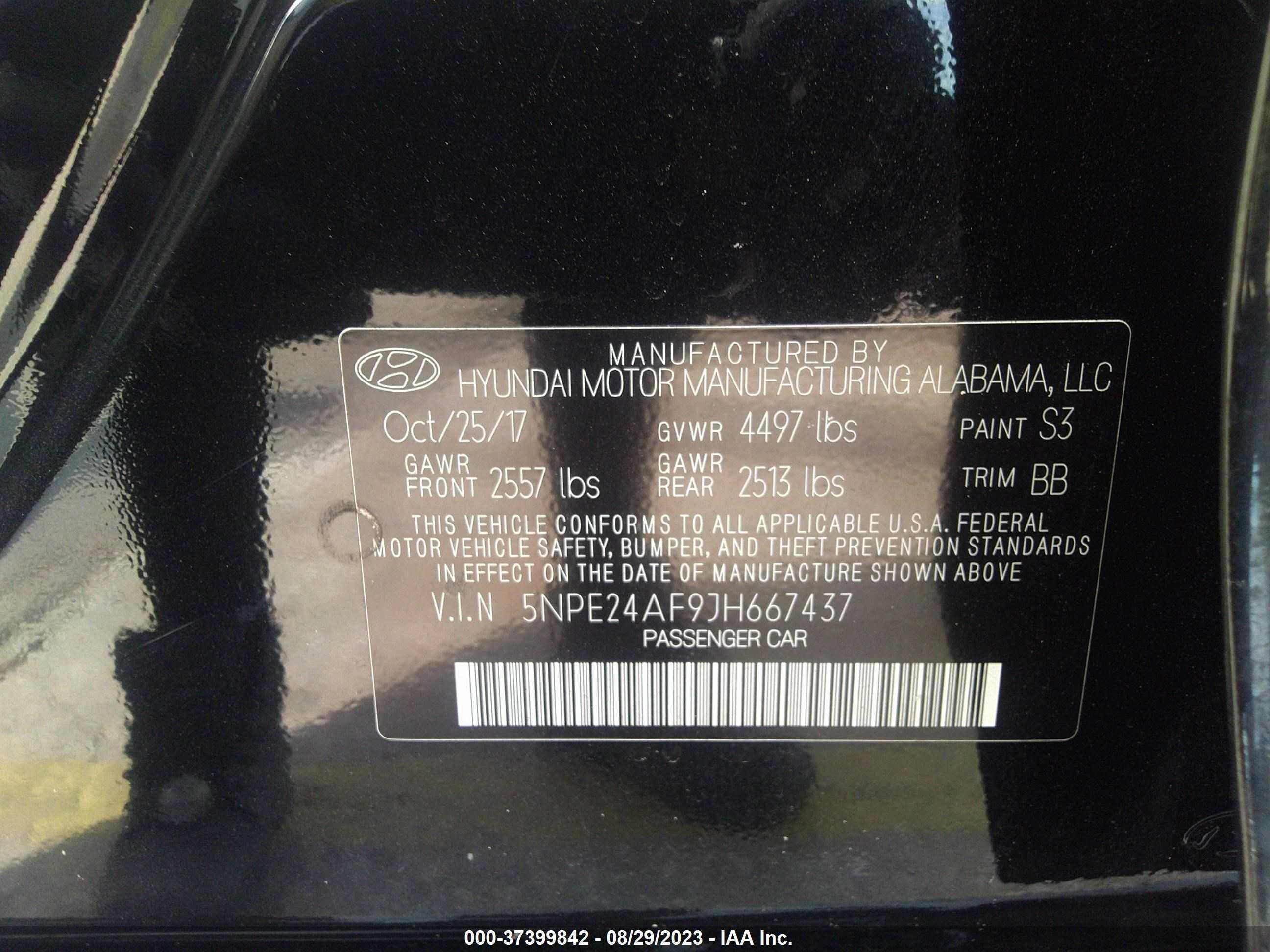 Photo 8 VIN: 5NPE24AF9JH667437 - HYUNDAI SONATA 