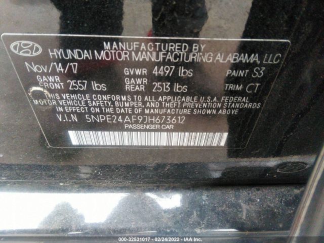 Photo 8 VIN: 5NPE24AF9JH673612 - HYUNDAI SONATA 