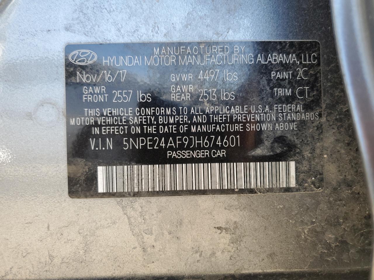 Photo 11 VIN: 5NPE24AF9JH674601 - HYUNDAI SONATA 