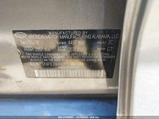 Photo 8 VIN: 5NPE24AF9JH681631 - HYUNDAI SONATA 