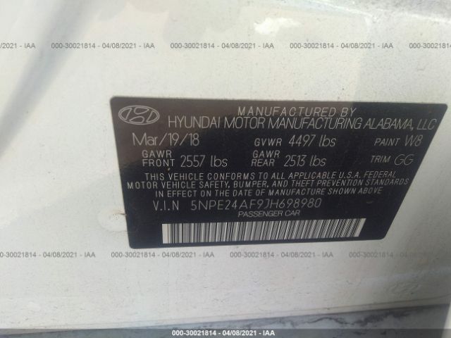 Photo 8 VIN: 5NPE24AF9JH698980 - HYUNDAI SONATA 