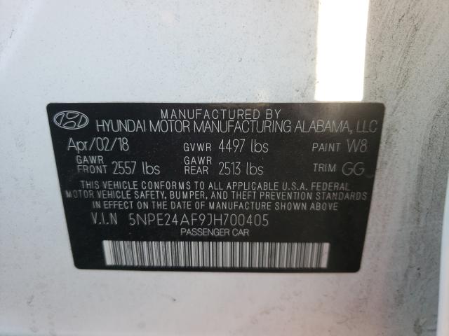 Photo 9 VIN: 5NPE24AF9JH700405 - HYUNDAI SONATA SE 