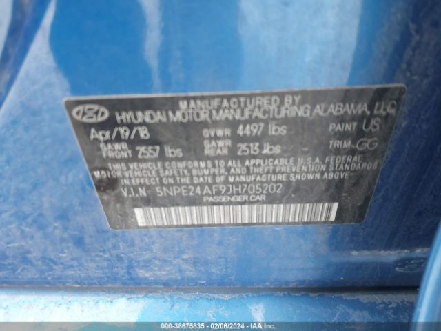 Photo 8 VIN: 5NPE24AF9JH705202 - HYUNDAI SONATA 