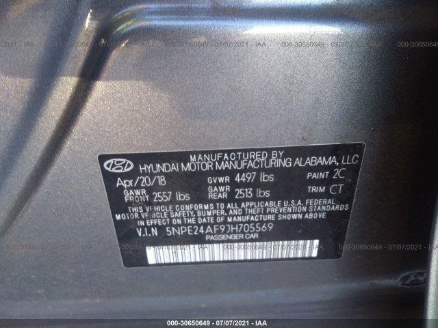 Photo 8 VIN: 5NPE24AF9JH705569 - HYUNDAI SONATA 