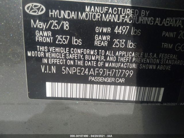 Photo 8 VIN: 5NPE24AF9JH717799 - HYUNDAI SONATA 