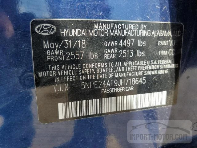 Photo 11 VIN: 5NPE24AF9JH718645 - HYUNDAI SONATA 