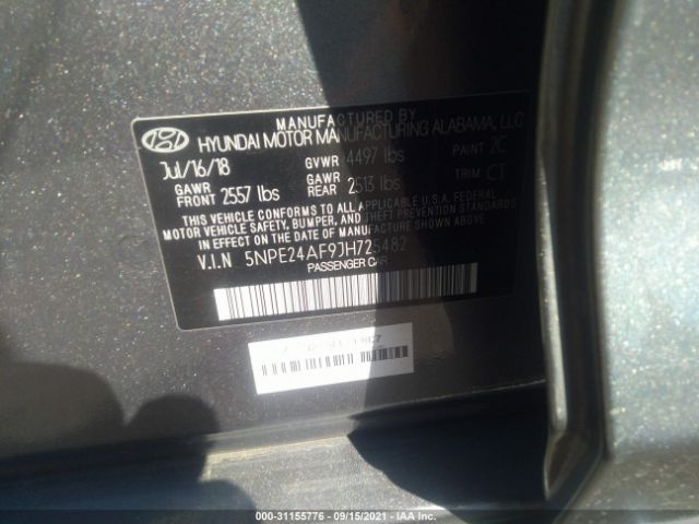 Photo 8 VIN: 5NPE24AF9JH725482 - HYUNDAI SONATA 