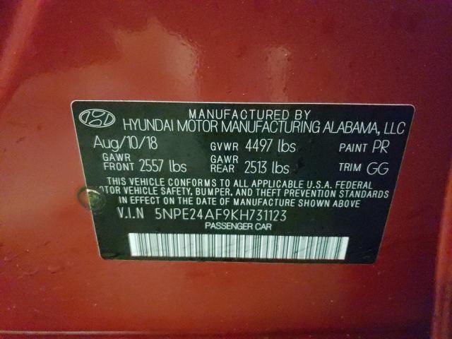 Photo 9 VIN: 5NPE24AF9KH731123 - HYUNDAI SONATA SE 