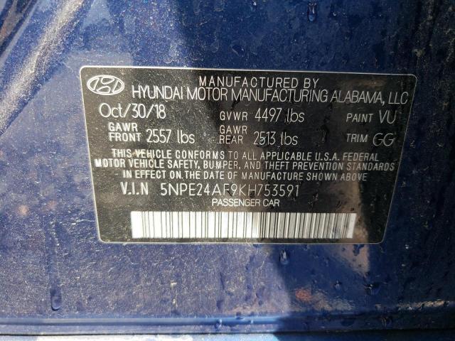 Photo 12 VIN: 5NPE24AF9KH753591 - HYUNDAI SONATA 