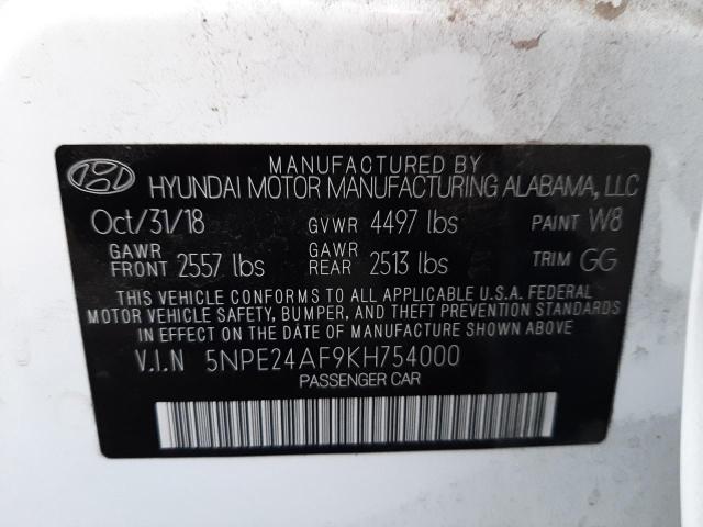 Photo 9 VIN: 5NPE24AF9KH754000 - HYUNDAI SONATA SE 