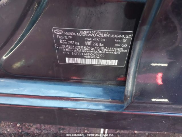 Photo 8 VIN: 5NPE24AF9KH775350 - HYUNDAI SONATA 