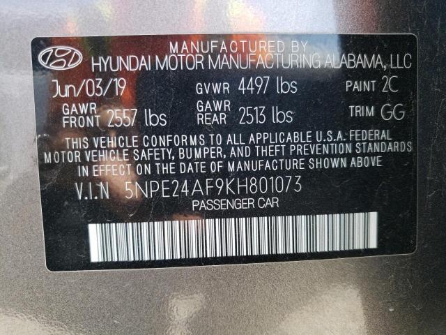 Photo 9 VIN: 5NPE24AF9KH801073 - HYUNDAI SONATA SE 