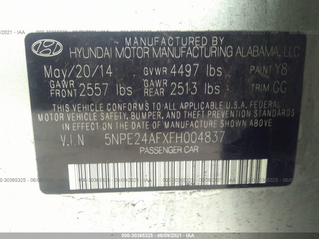 Photo 8 VIN: 5NPE24AFXFH004837 - HYUNDAI SONATA 