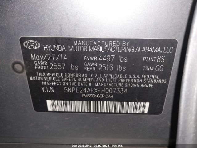 Photo 8 VIN: 5NPE24AFXFH007334 - HYUNDAI SONATA 