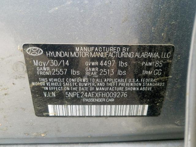 Photo 9 VIN: 5NPE24AFXFH009276 - HYUNDAI SONATA SE 