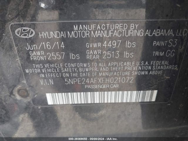 Photo 8 VIN: 5NPE24AFXFH021072 - HYUNDAI SONATA 