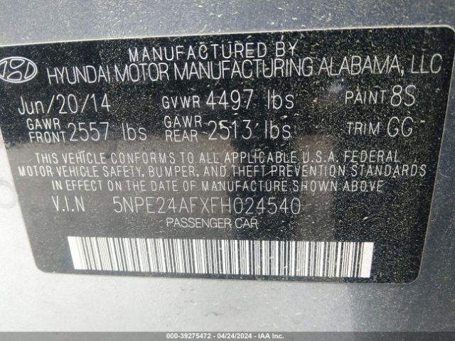 Photo 8 VIN: 5NPE24AFXFH024540 - HYUNDAI SONATA 