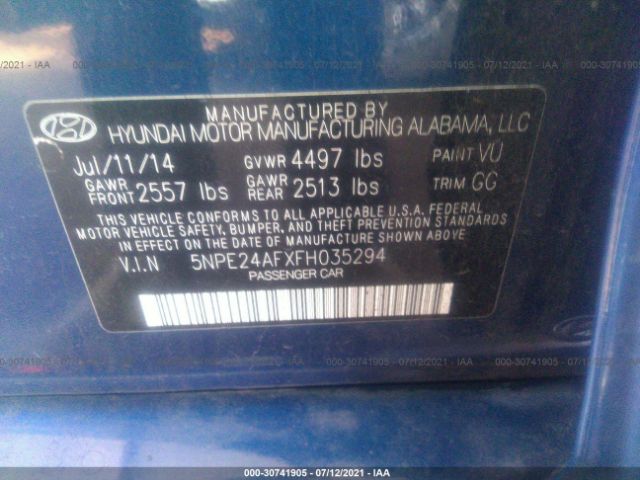 Photo 8 VIN: 5NPE24AFXFH035294 - HYUNDAI SONATA 