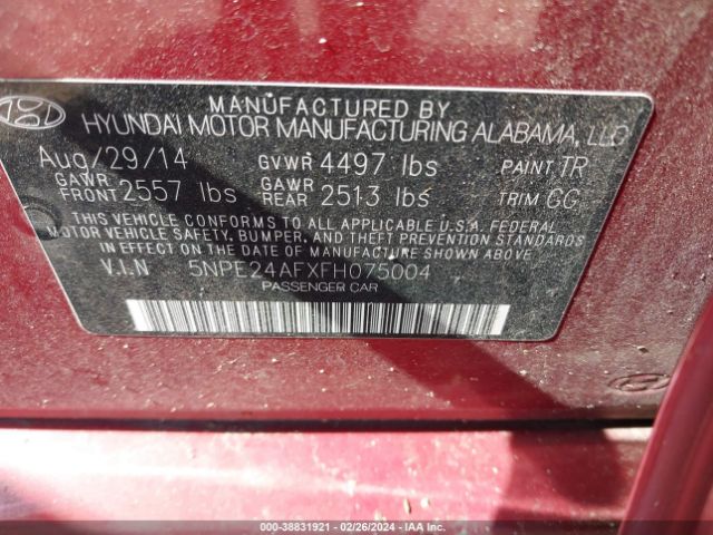 Photo 8 VIN: 5NPE24AFXFH075004 - HYUNDAI SONATA 