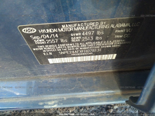 Photo 8 VIN: 5NPE24AFXFH078131 - HYUNDAI SONATA 