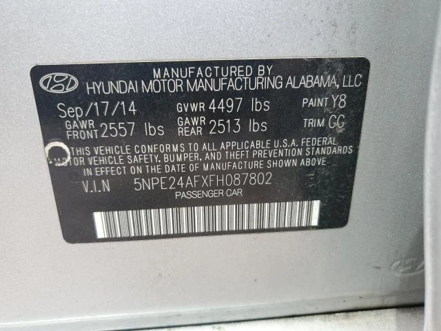 Photo 11 VIN: 5NPE24AFXFH087802 - HYUNDAI SONATA SE 