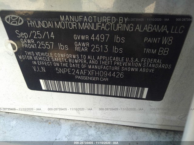 Photo 8 VIN: 5NPE24AFXFH094426 - HYUNDAI SONATA 