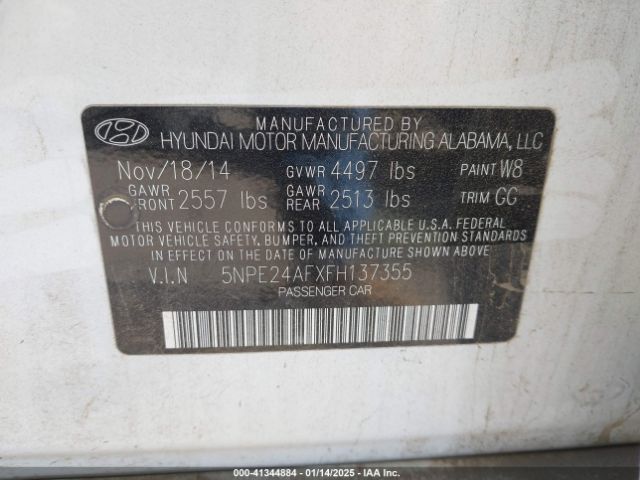 Photo 8 VIN: 5NPE24AFXFH137355 - HYUNDAI SONATA 