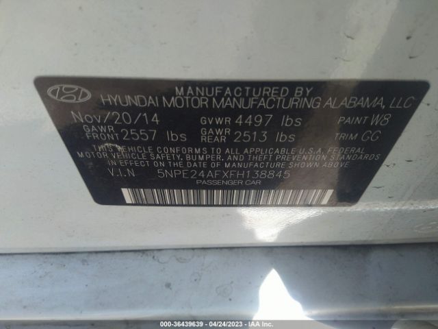 Photo 8 VIN: 5NPE24AFXFH138845 - HYUNDAI SONATA 