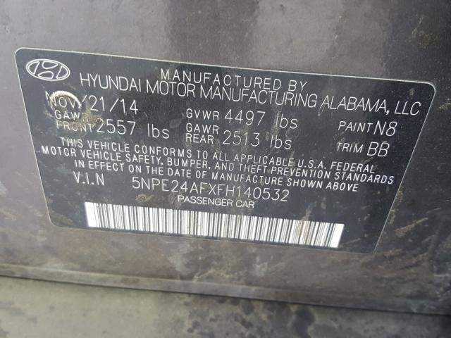 Photo 9 VIN: 5NPE24AFXFH140532 - HYUNDAI SONATA SE 