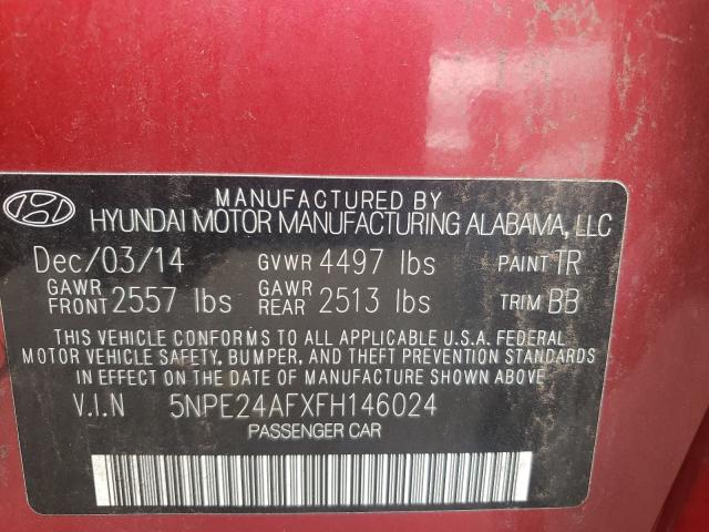 Photo 9 VIN: 5NPE24AFXFH146024 - HYUNDAI SONATA SE 