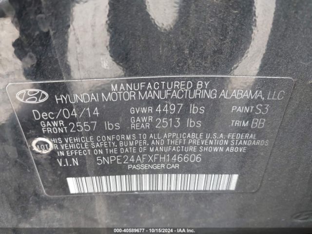 Photo 8 VIN: 5NPE24AFXFH146606 - HYUNDAI SONATA 