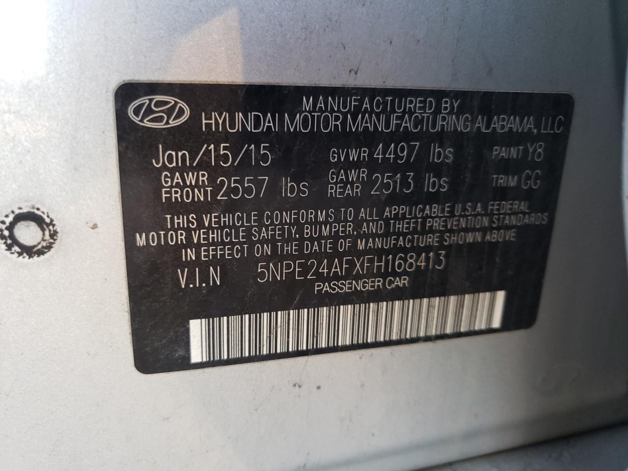 Photo 11 VIN: 5NPE24AFXFH168413 - HYUNDAI SONATA 