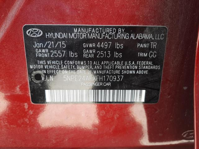 Photo 9 VIN: 5NPE24AFXFH170937 - HYUNDAI SONATA SE 