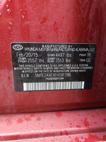 Photo 12 VIN: 5NPE24AFXFH191786 - HYUNDAI SONATA SE 