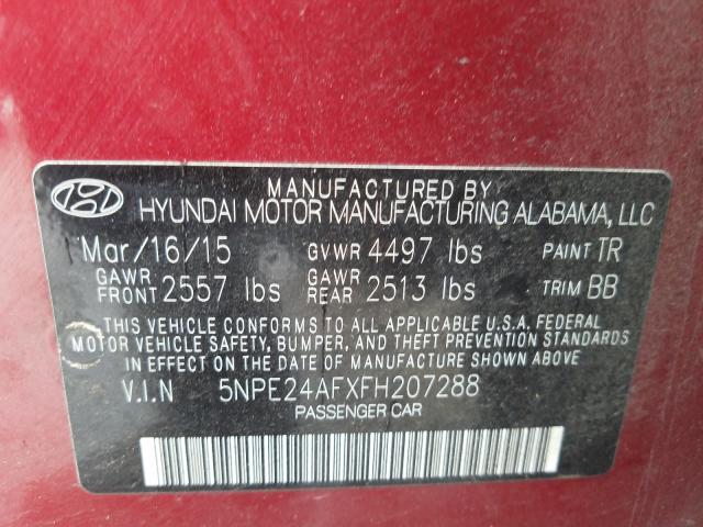 Photo 9 VIN: 5NPE24AFXFH207288 - HYUNDAI SONATA SE 